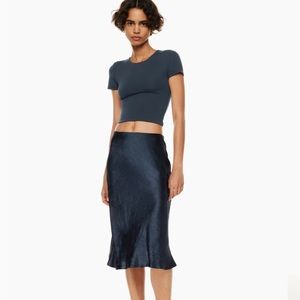 Never worn, blue Babaton slip midi skirt, size 6